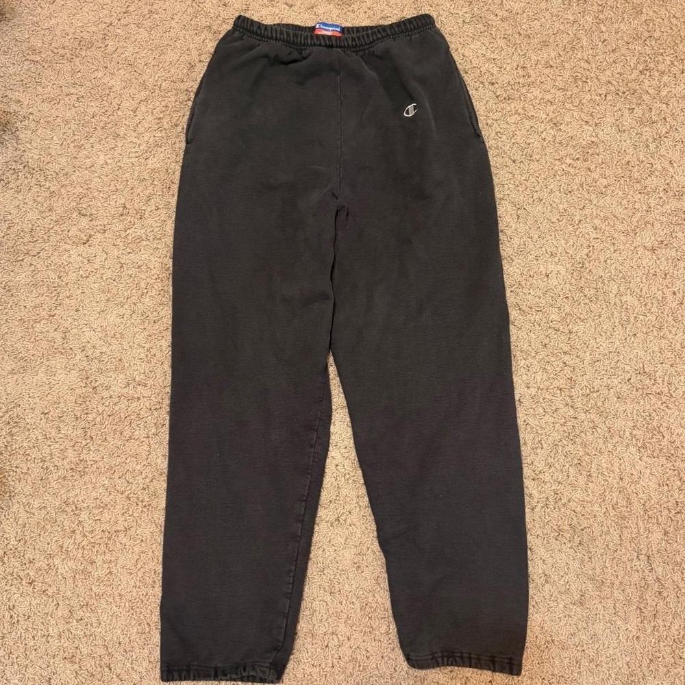Champion Mens Black Fleece Jogger Sweatpants Size Medium Embroidered Logo